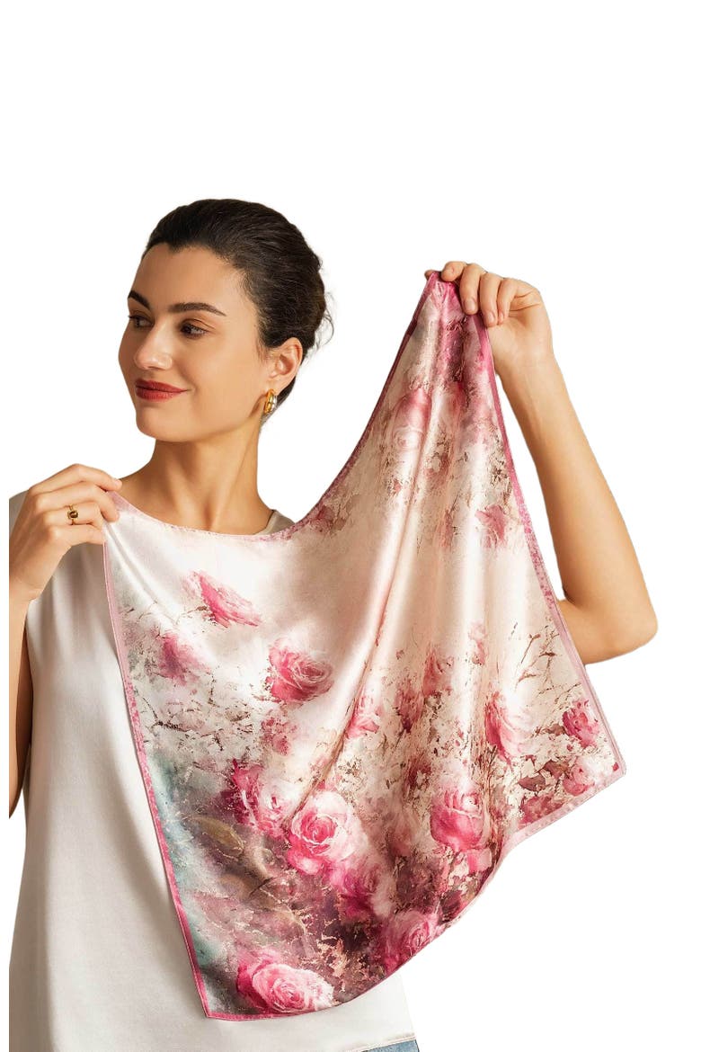 Pure Silk Delicate Square Scarf, Alternate, color, Medium Pink