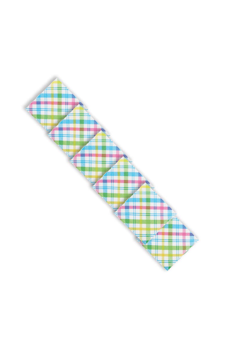 Easter Spring Blossom Pastels Plaid Printed Cloth Napkins Set of 6, Alternate, color, red