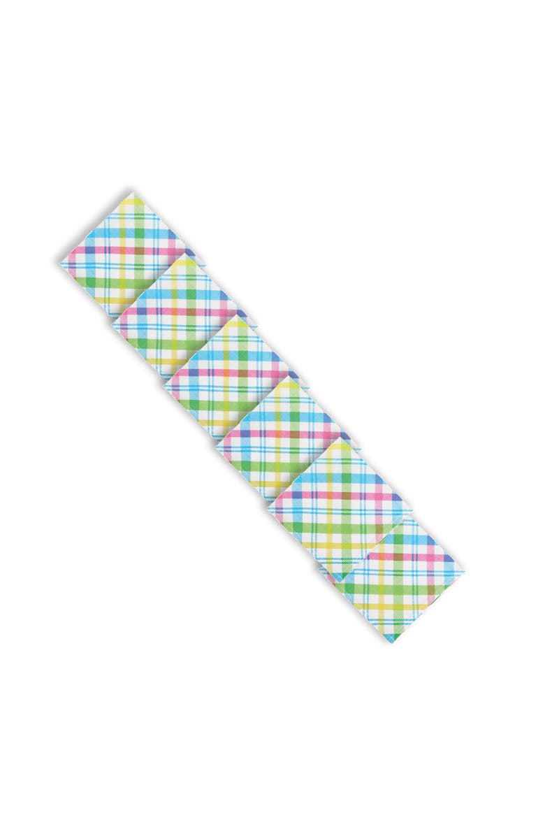 C&F Home Easter Spring Blossom Pastels Plaid Printed Cloth Napkins Set of 6, Alternate, color, Red