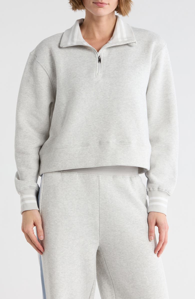 YOGALICIOUS The Varsity Fleece Half Zip Pullover, Main, color, Heather Grey