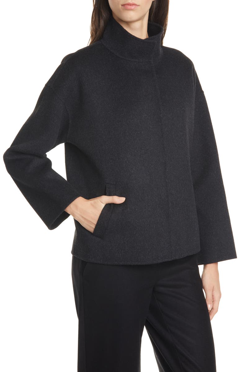Eileen Fisher Stand Collar Boxy Coat, Alternate, color, 
