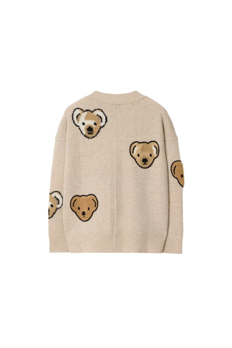 Girls' Thomas Bear Wool Cardigan, Alternate, color, Barley beige