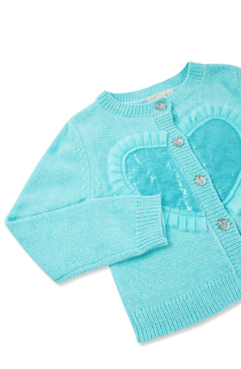 Peek Aren't You Curious Kids' Embellished Sequin Heart Cardigan & Tiered Skirt Set, Alternate, color, 