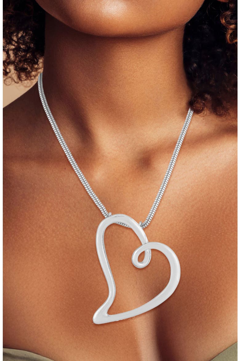 Heart Pendant Necklace, Alternate, color, SILVER