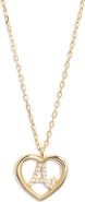 Argento Vivo Sterling Silver Heart Cubic Zirconia Initial Pendant Necklace