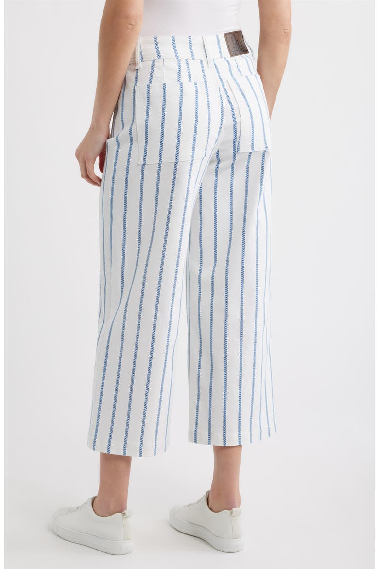 Stripe Crop Wide Leg Pants, Alternate, color, WHITE/ COBALT