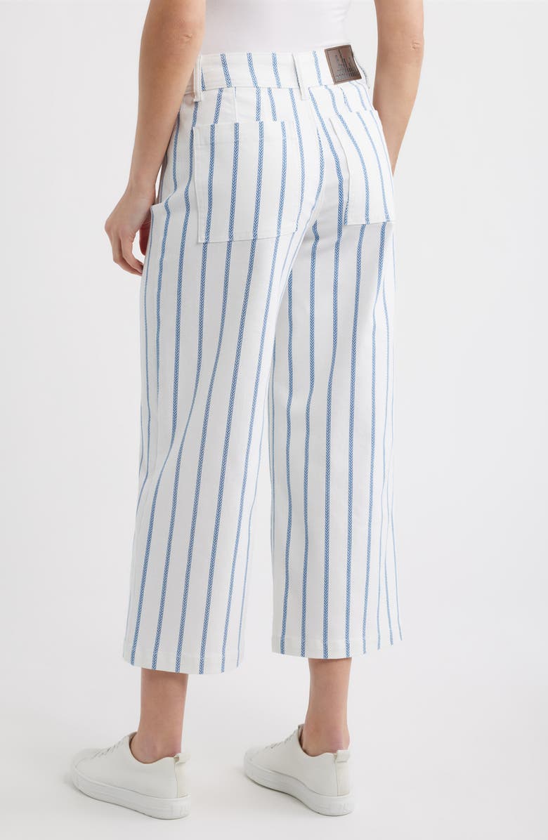 CITY BLUES Stripe Crop Wide Leg Pants, Alternate, color, White/ Cobalt