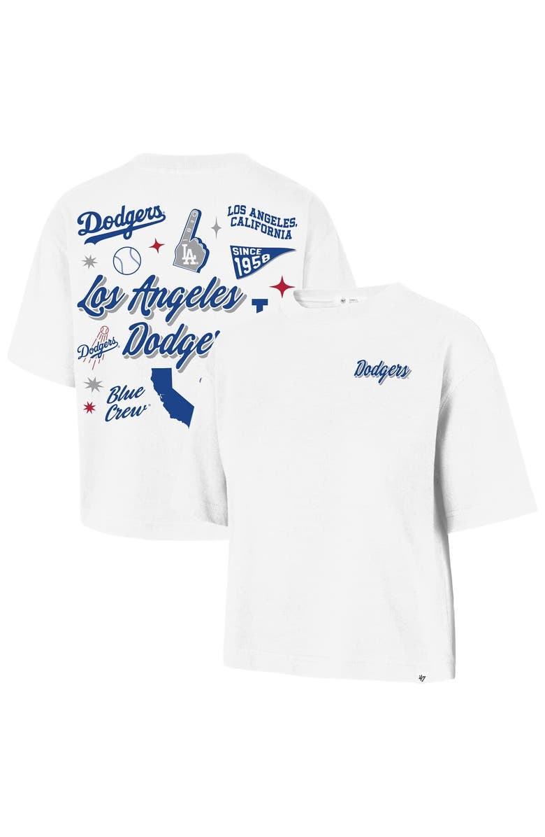 '47 Women's '47  White Los Angeles Dodgers Collage Script Reed City T-Shirt, Main, color, White