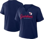 FANATICS Women's Fanatics Navy Cleveland Guardians Fan Fave Stadium Slub Boxy Notch Neck T-Shirt