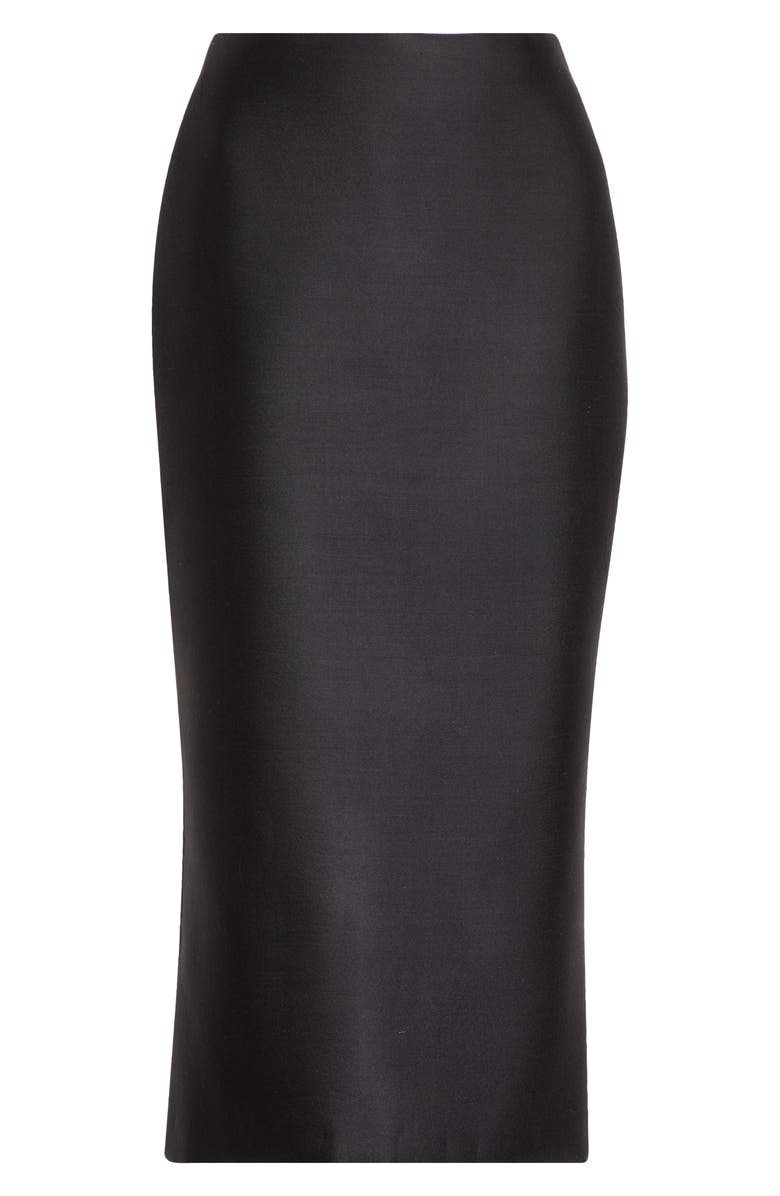 Brandon Maxwell The Mercer Bonded Virgin Wool & Silk Pencil Skirt, Alternate, color, Black
