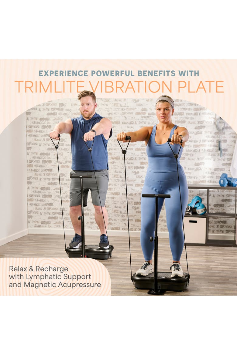 TrimLite Vibration Plate Exercise Machine with Handlebars for Full Body Fitness, Alternate, color, Grey