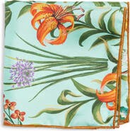 CLIFTON WILSON Teal & Olive Floral Silk Pocket Square