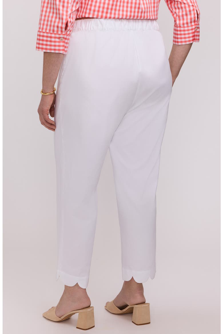 Elaine Scallop Hem Cotton Blend Crop Pants, Alternate, color, WHITE