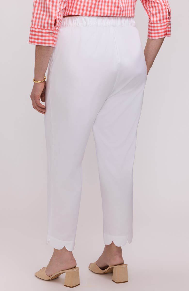 Foxcroft Elaine Scallop Hem Cotton Blend Crop Pants, Alternate, color, White