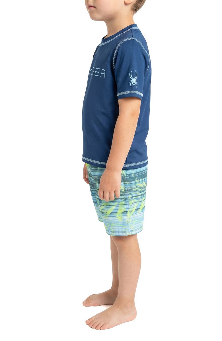 Spyder Kids' Rashguard Top & Swim Trunks Set, Alternate, color, Alaskan Blue