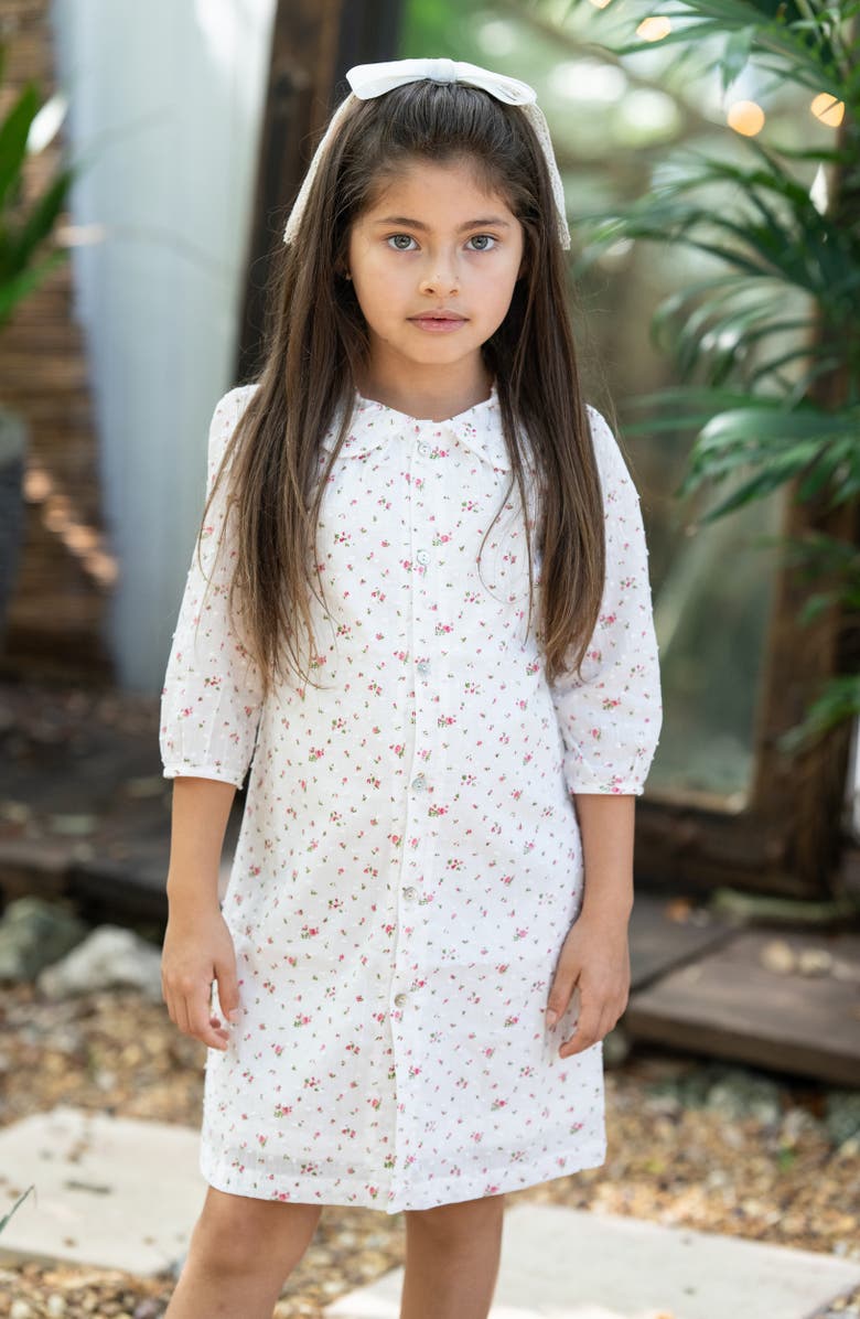 Manière Kids' Floral Cotton Blend Dress, Alternate, color, White