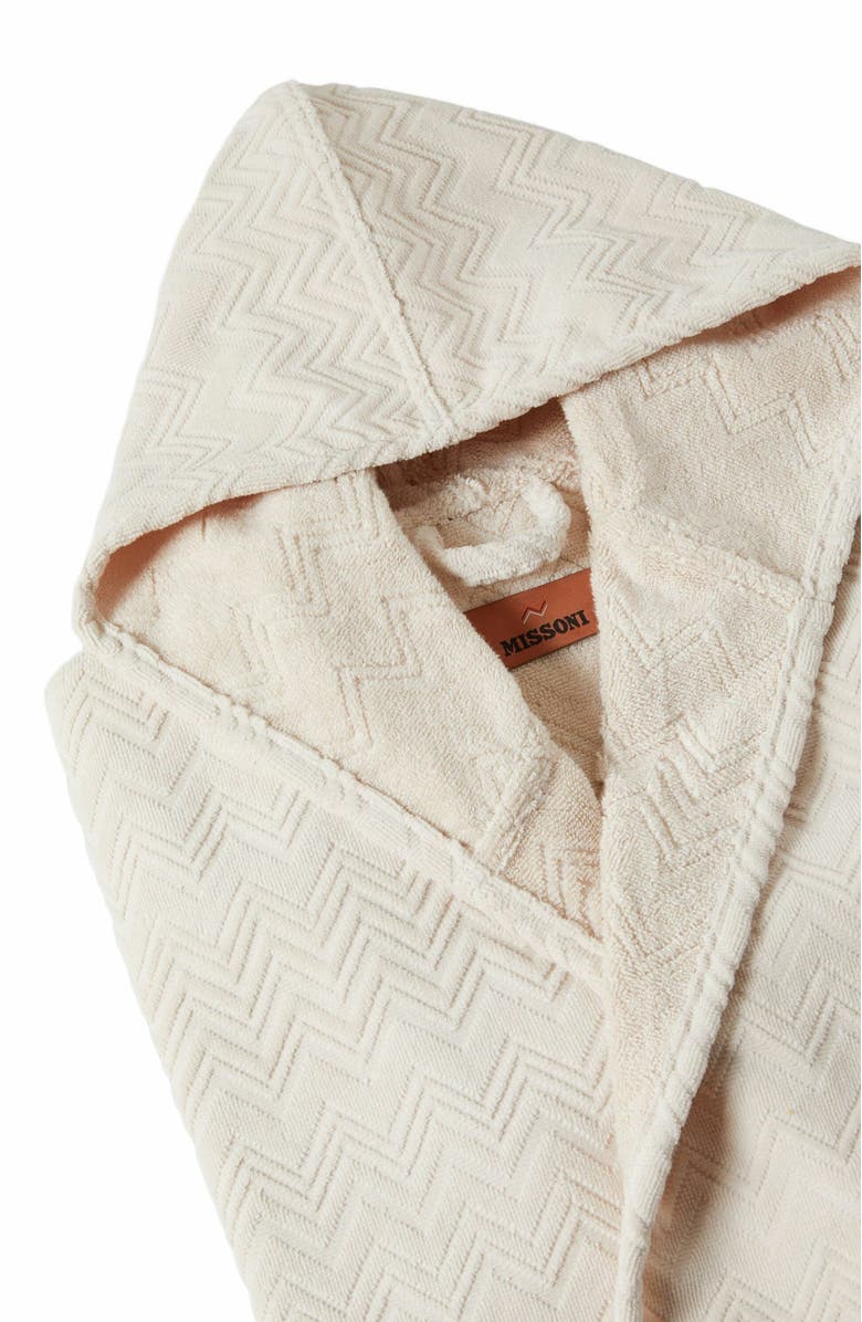 Missoni Home Chalk Bathrobe In Cotton Terry With Zigzag Pattern, Alternate, color, Brown