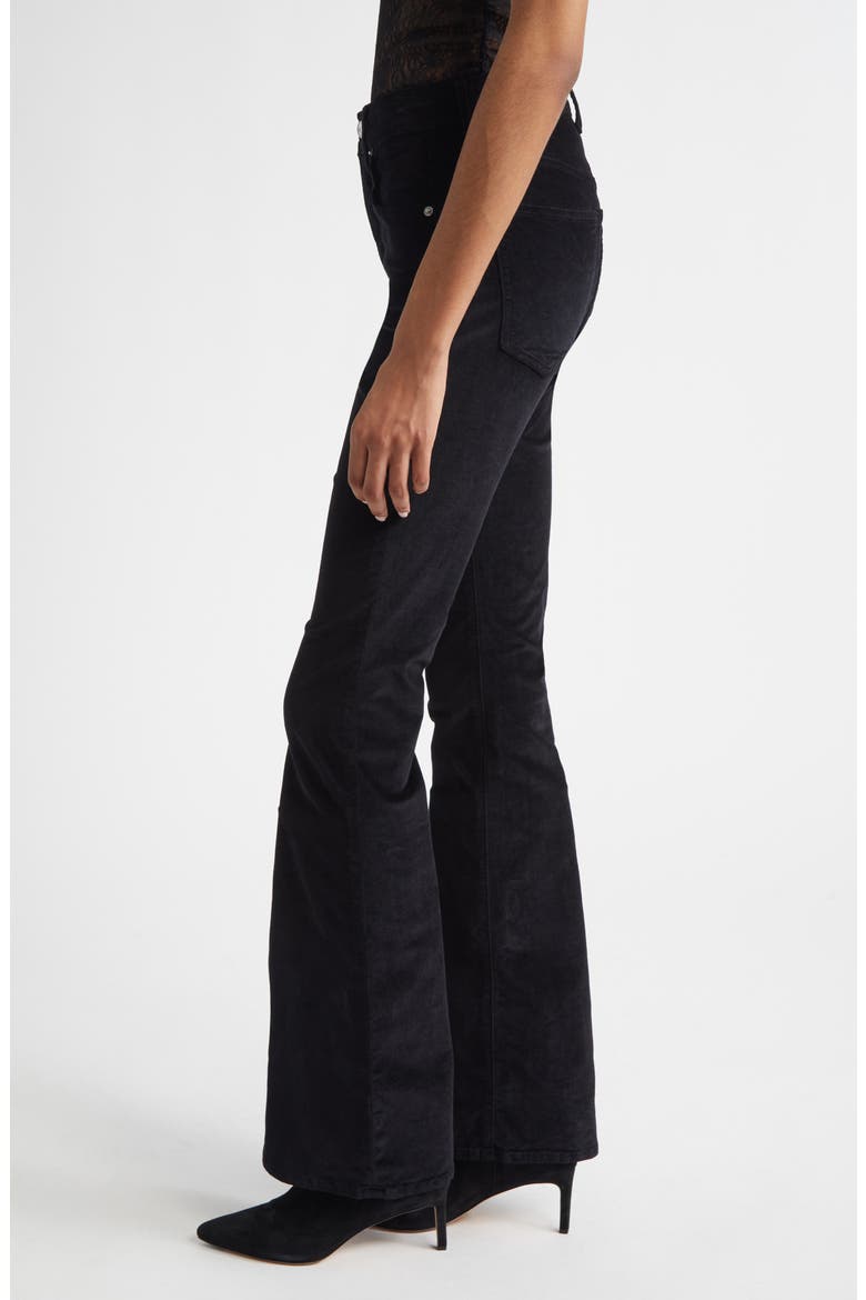 Beverly High Waist Skinny Flare Velvet Jeans, Alternate, color, BLACK