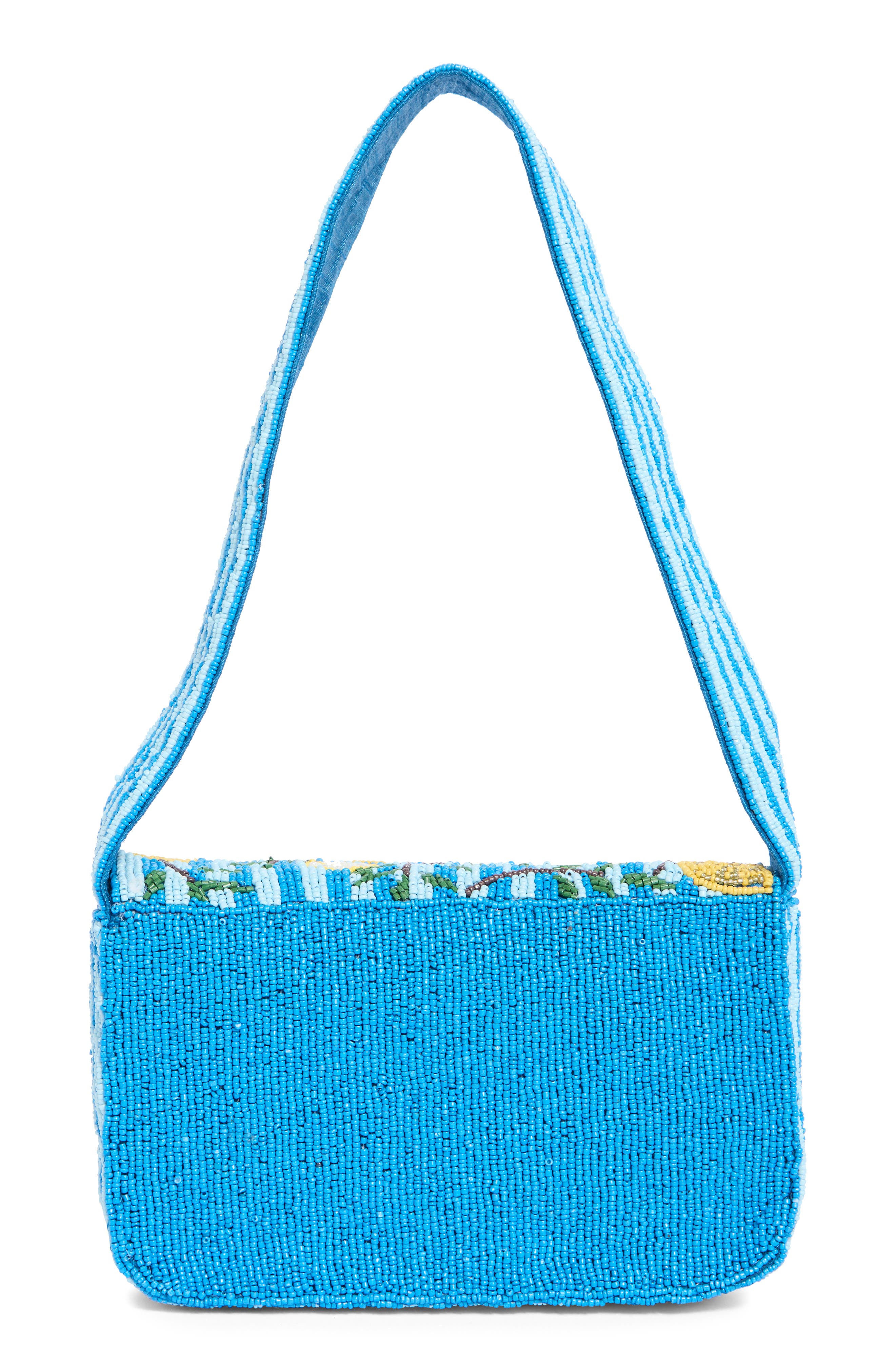 Collection XIIX Beaded Striped Lemon Shoulder Bag, Alternate, color, Blue Multi Stripe