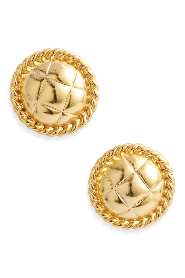 Roman Style Button Earrings, Main, color, GOLD