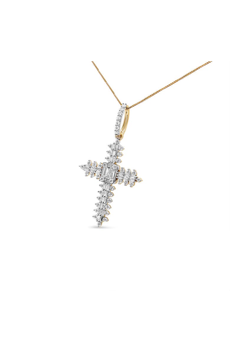 Haus of Brilliance 10K Yellow Gold 7/8 Ctw Diamond Zigzag Pattern Cross Pendant - NO CHAIN INCLUDED, Alternate, color, Yellow