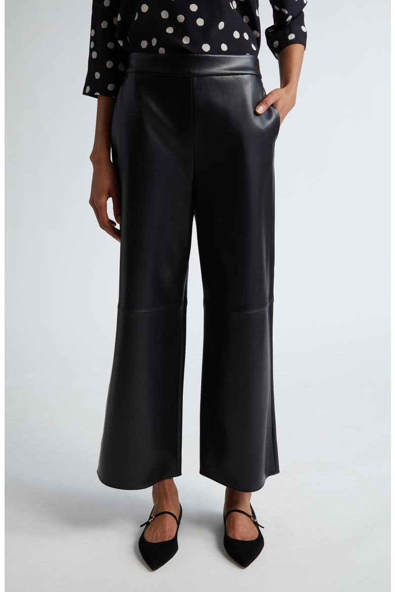 Lucina Faux Leather Wide Leg Crop Pants, Main, color, BLACK