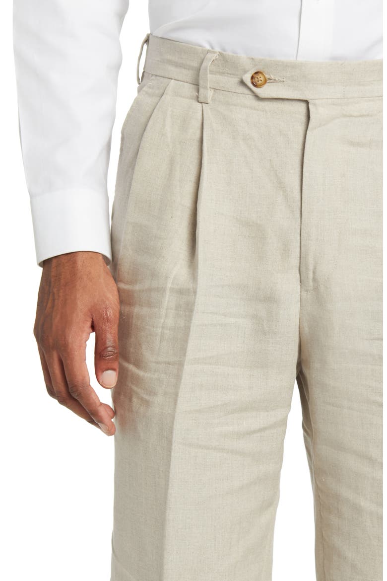 Pleat Front Linen Pants, Alternate, color, NATURAL