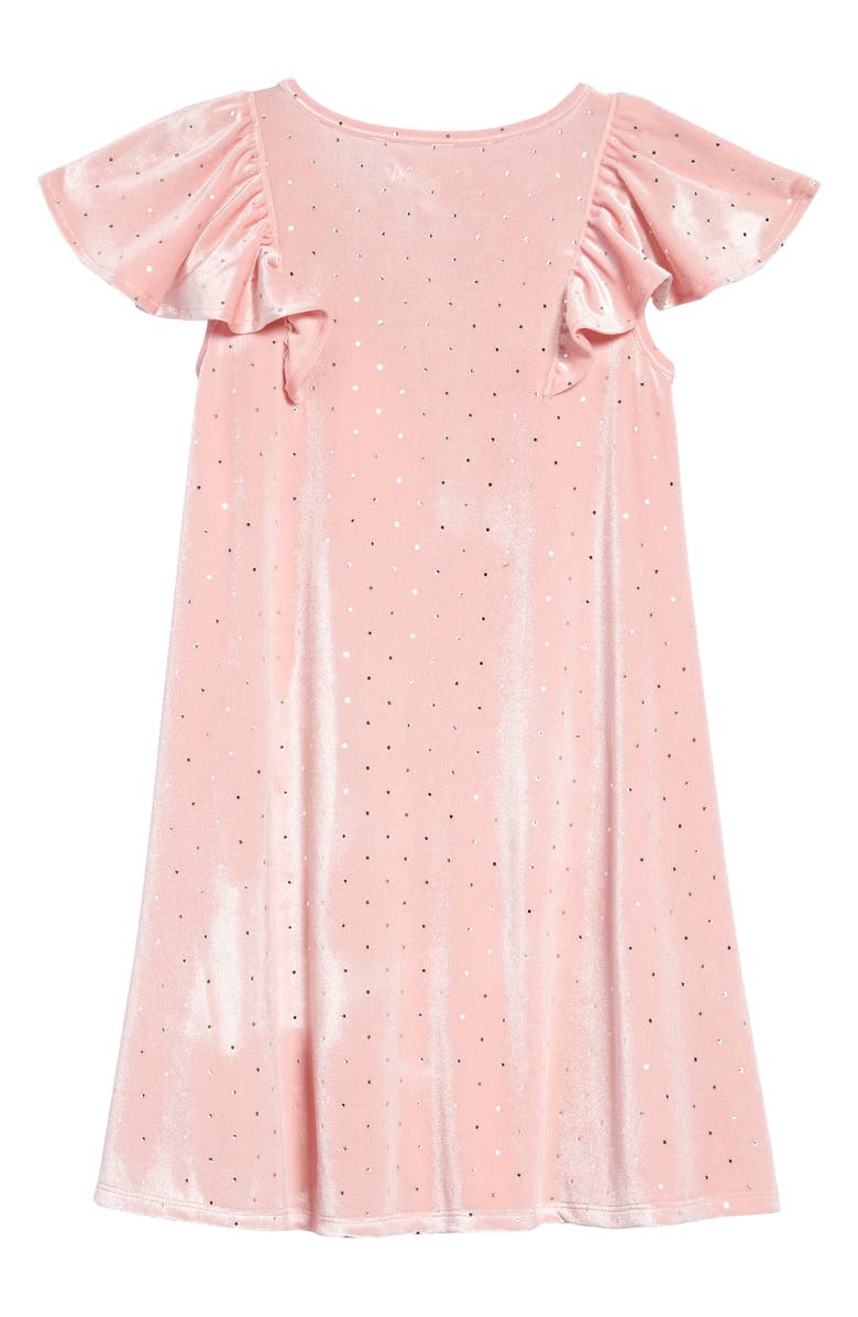 Tucker + Tate Pretty Velvet Flutter Sleeve Swing Dress, Alternate, color, 