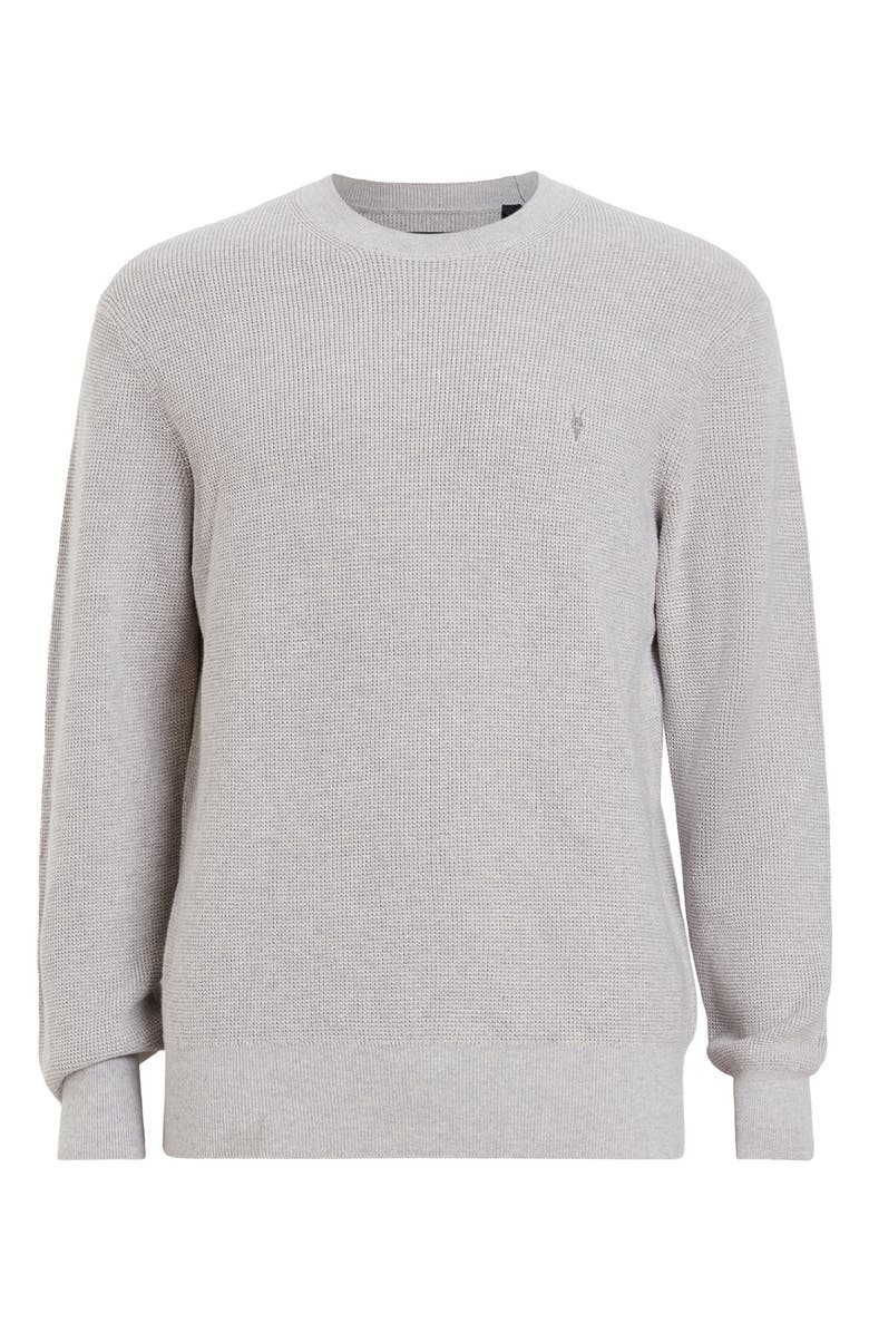 AllSaints Oversize Cotton & Wool Waffle Crewneck Sweater, Alternate, color, Moon Grey