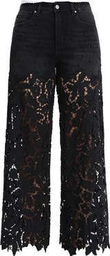 Bayeas Embellished Eyelet High Waist Wide Leg Jeans