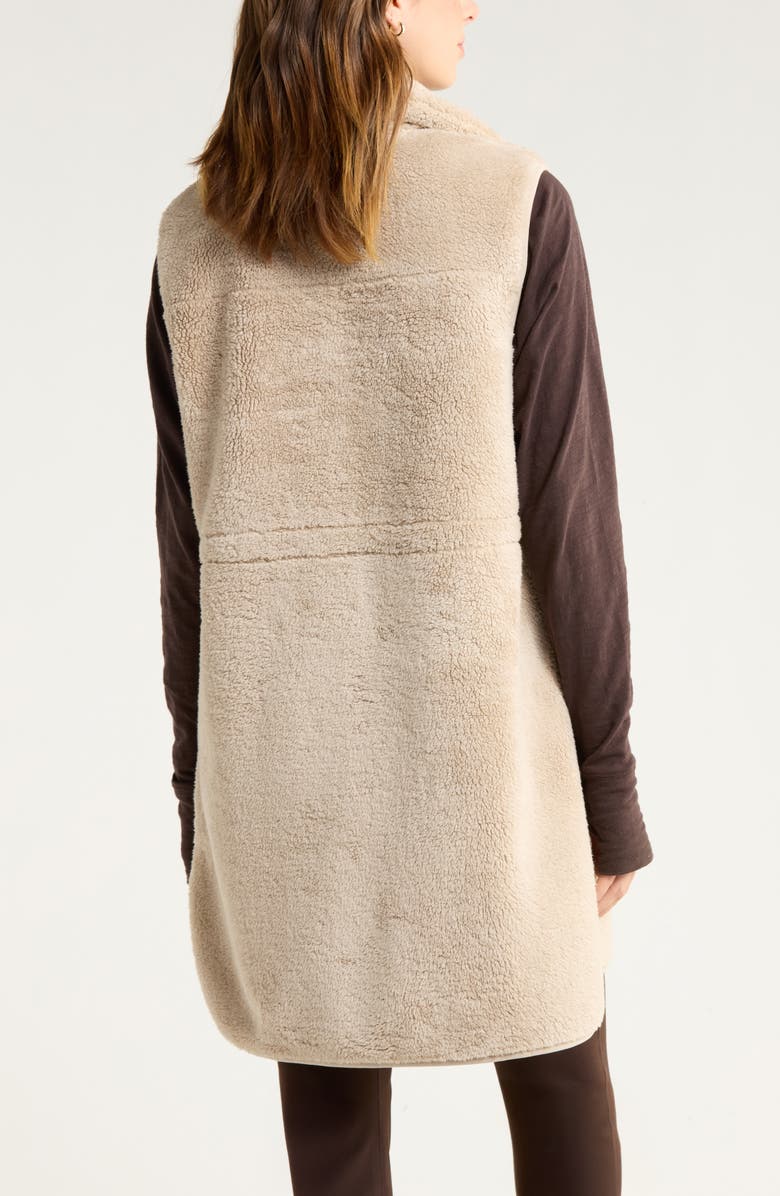 Zella Longline Faux Shearling Vest, Alternate, color, Tan Oxford