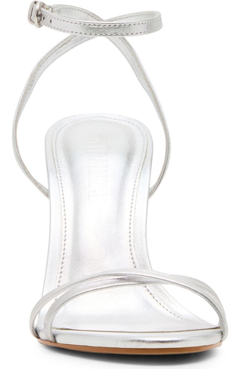 Steve Madden Ankle Strap Stiletto Sandal, Alternate, color, Silver Leather