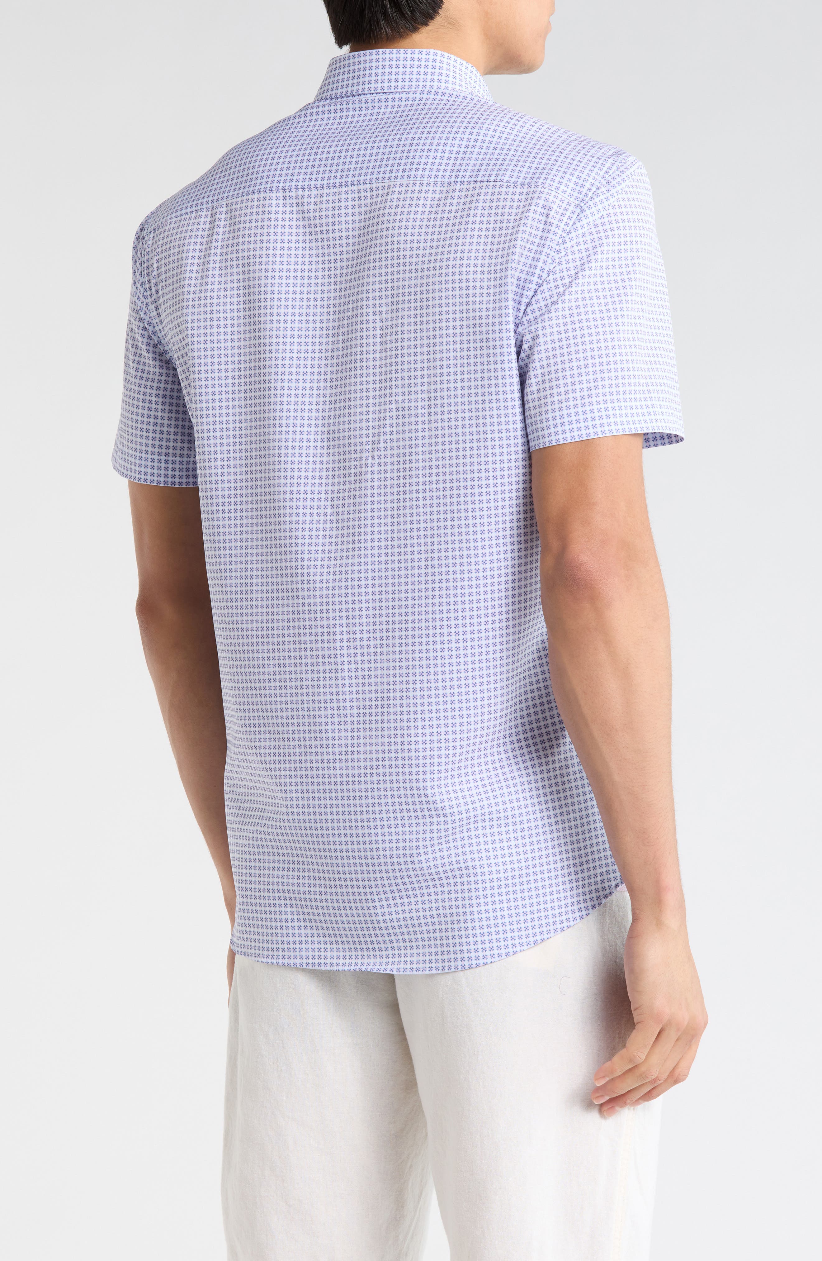 Slim Fit Geometric Print Short Sleeve Button-Down Shirt - image 2