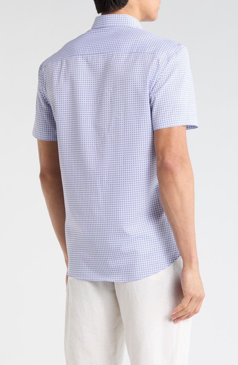 CONSTRUCT Slim Fit Geometric Print Short Sleeve Button-Down Shirt, Alternate, color, Pink