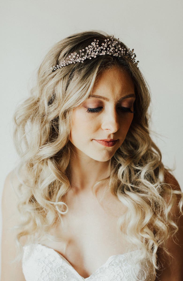 Untamed Petals by Amanda Judge Fleur Crystal Tiara, Main, color,