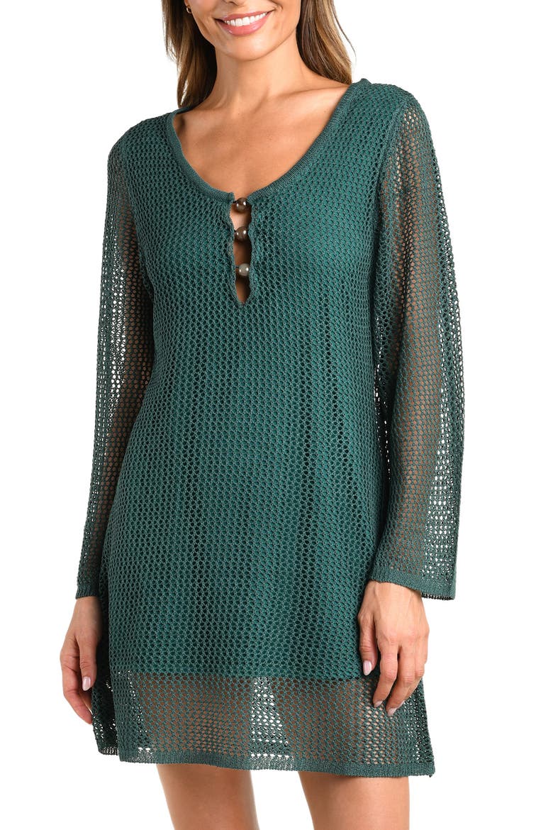 Salted Stitch Crochet Cover-Up Minidress, Main, color, JUNGLE
