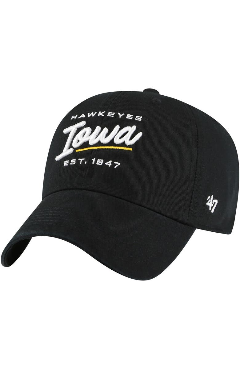 '47 Women's '47 Black Iowa Hawkeyes Sidney Clean Up Adjustable Hat, Main, color, Black