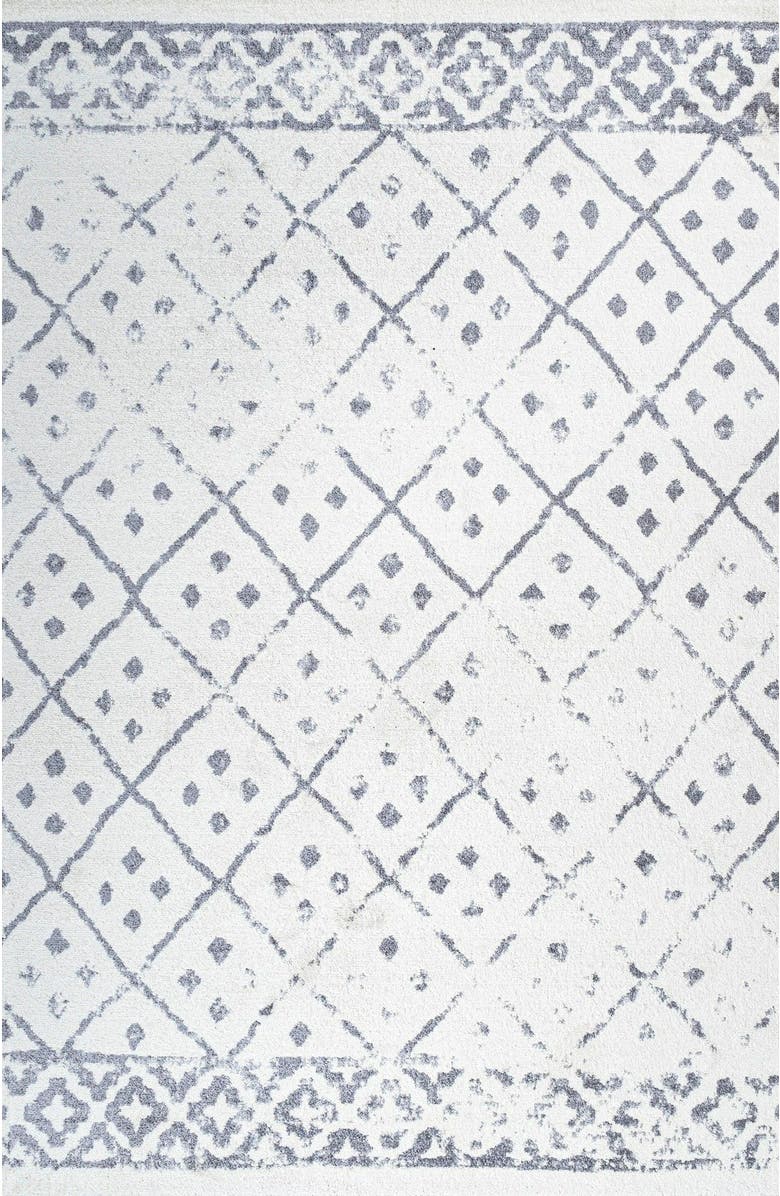 JONATHAN Y Juba Moroccan Geometric Diamond Area Rug, Alternate, color, Ivory/Gray