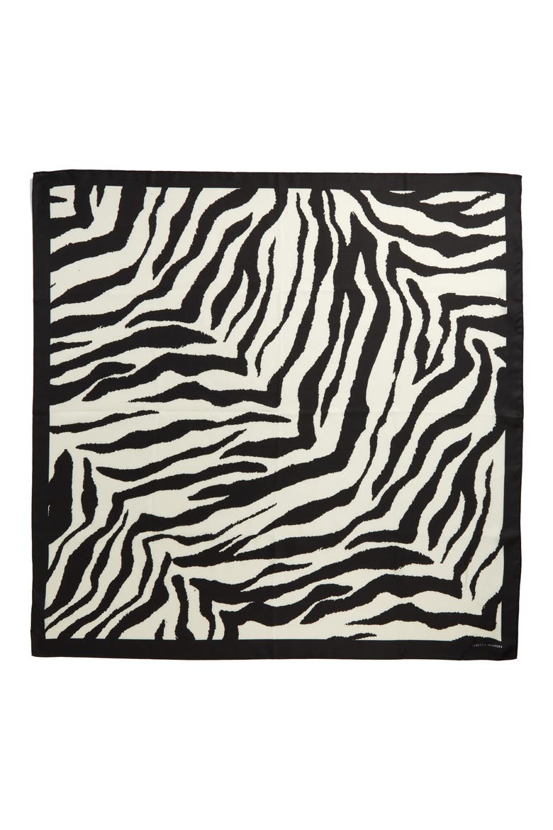 Zebra Stripe Square Silk, Alternate, color, BLACK
