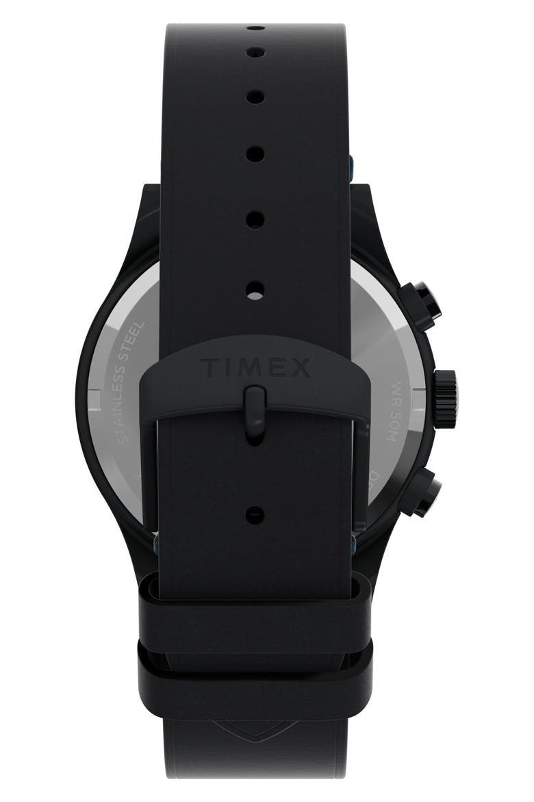 MK1 Chronograph Leather Strap Watch, 40mm, Alternate, color, BLACK/ BLUE