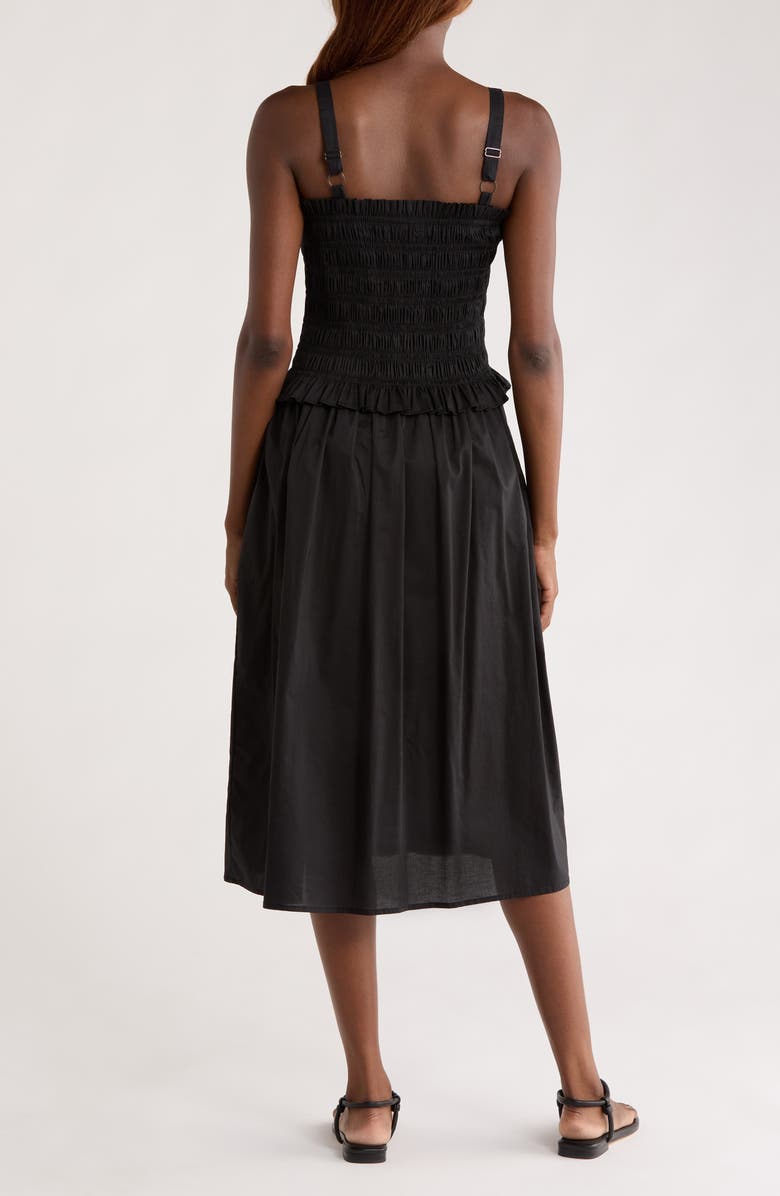 MELLODAY Smocked Midi Dress, Alternate, color, Black