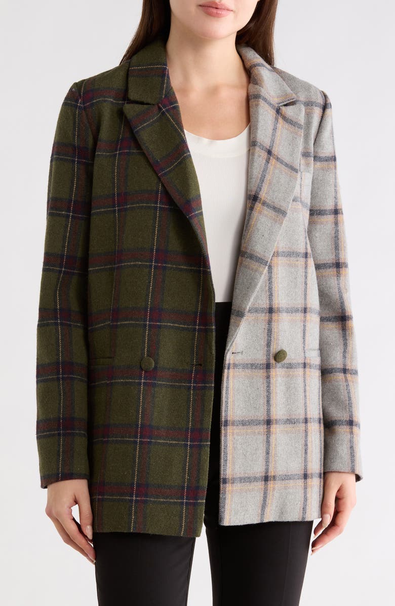 Hutch Meg Contrast Plaid Coat, Alternate, color, Split Plaid