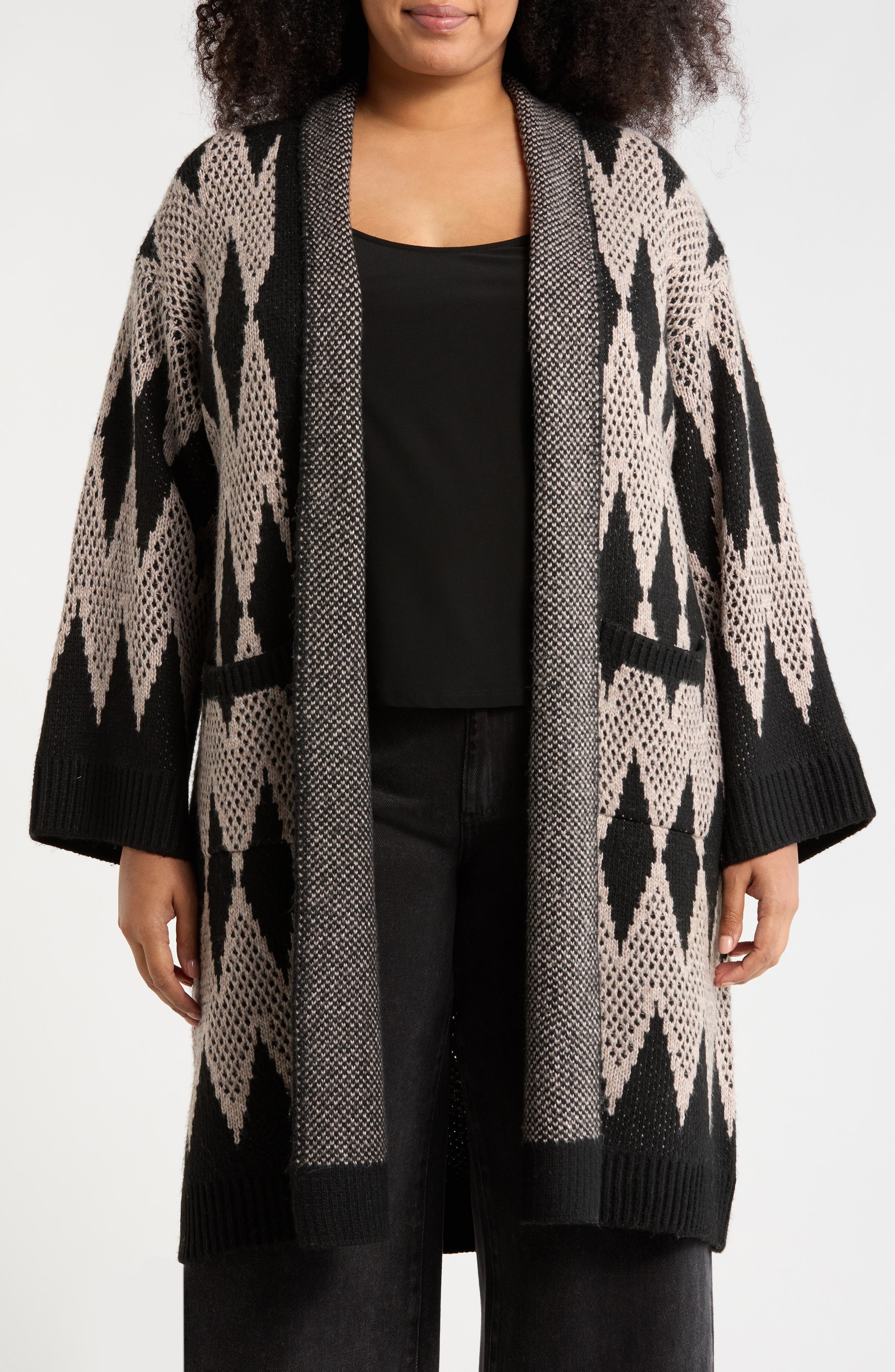 T Tahari Print Longline Duster
