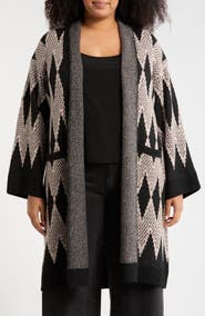 T Tahari Print Longline Duster