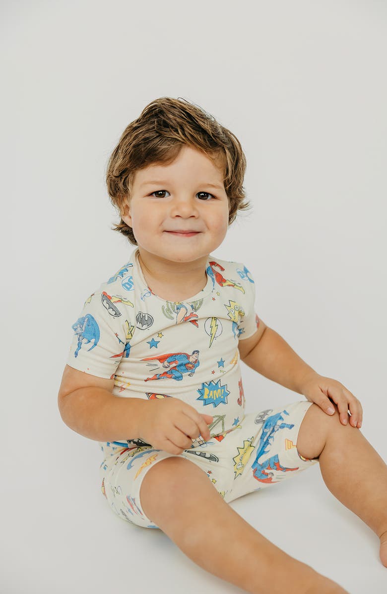 Copper Pearl x Justice League Fitted Two-Piece Short Pajamas, Alternate, color, Light Beige