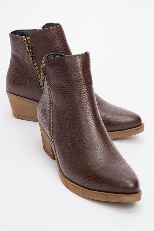 Forever & Always Shoes Jayer Leather Double-zip Block Heel Boot In Brown