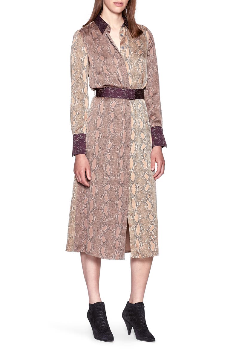Christabella Snake Print Long Sleeve Shirtdress, Alternate, color, AMPHORA MULTI