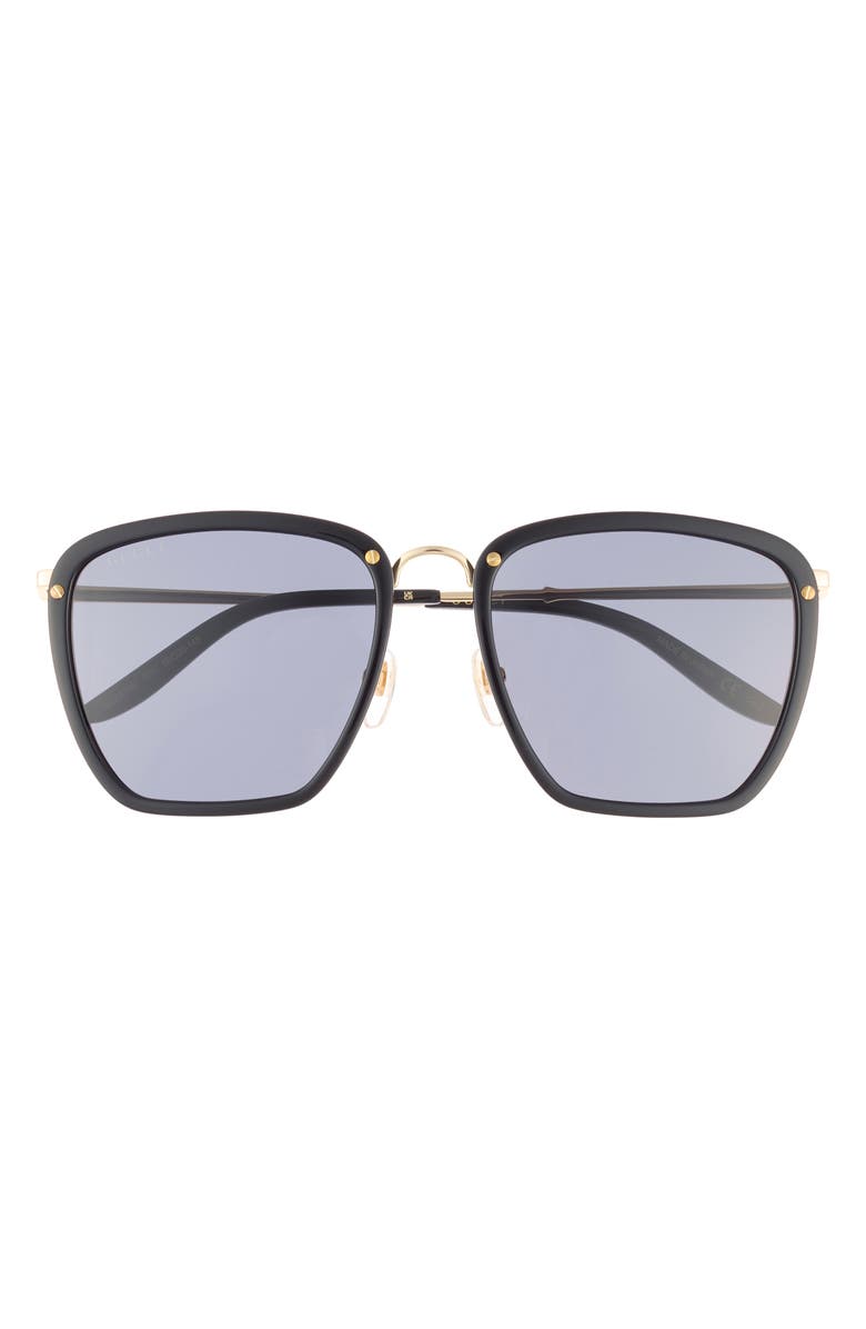 Gucci Novelty 56mm Square Sunglasses, Main, color, Black Gold Grey