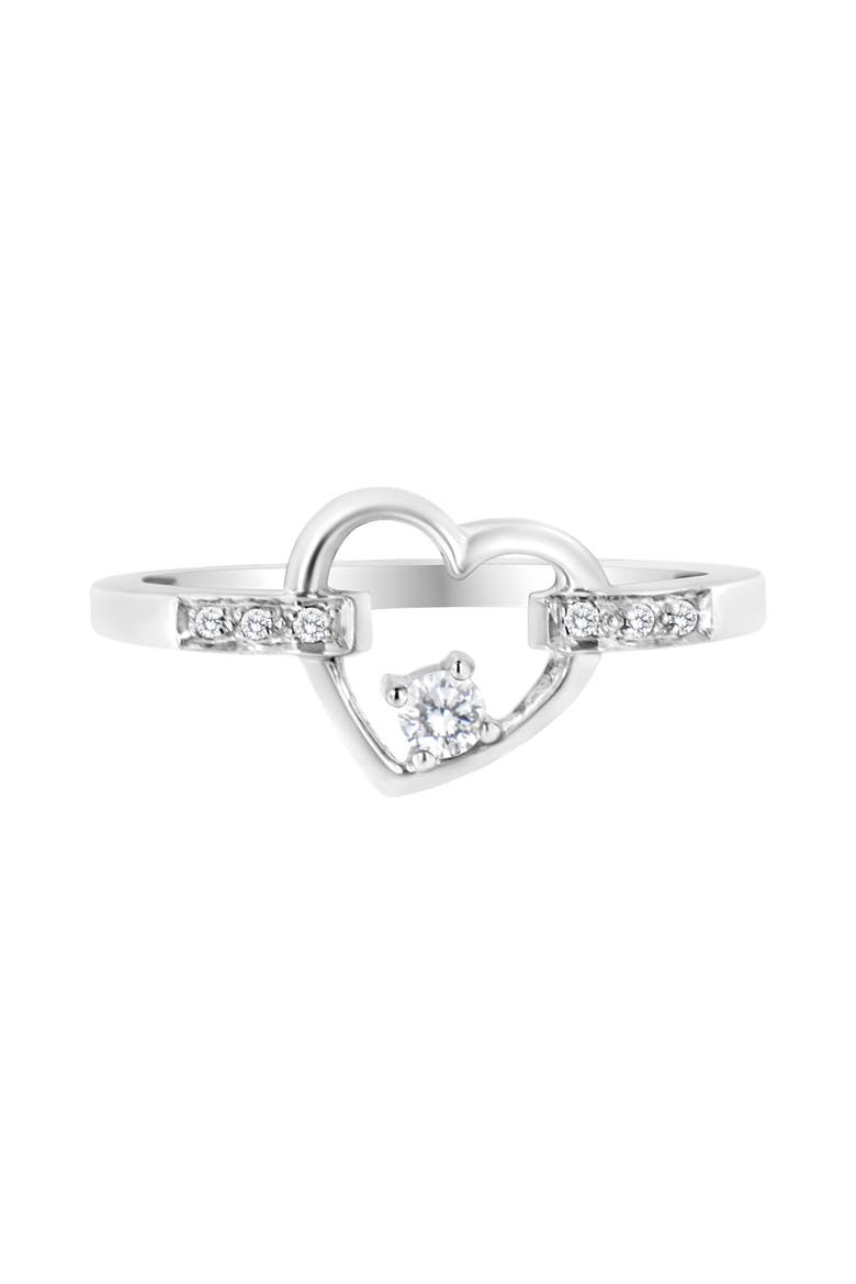 14K White Gold 1/8 Cttw Channel Set Round-Cut Diamond Heart Ring, Main, color, White Gold