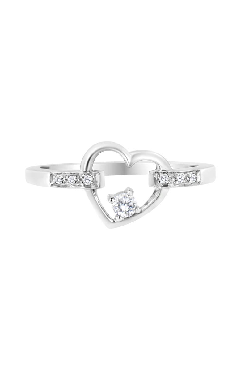 Haus of Brilliance 14K White Gold 1/8 Cttw Channel Set Round-Cut Diamond Heart Ring, Main, color, White Gold